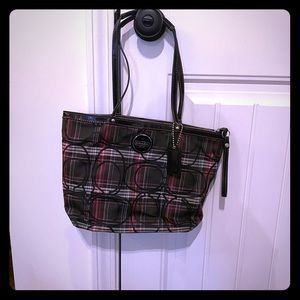 Coach tartan poopy plaid tote